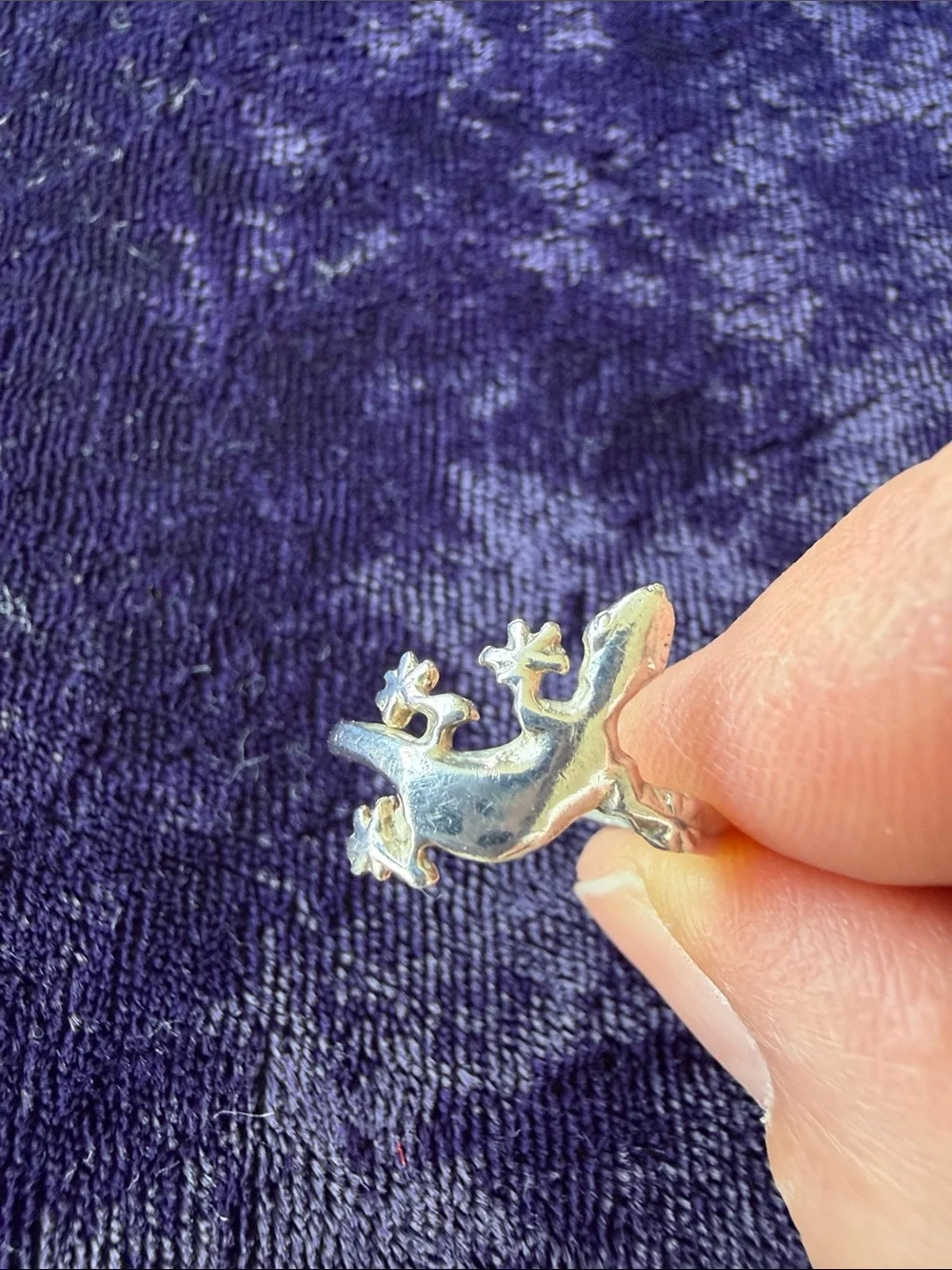 Vintage 925 sterling silver reptile lizard ring, adjustable size - Picture 2 of 6